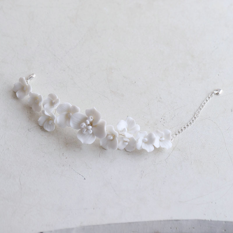 Snake Plant Ceramic - Pulsera nupcial de flores de porcelana