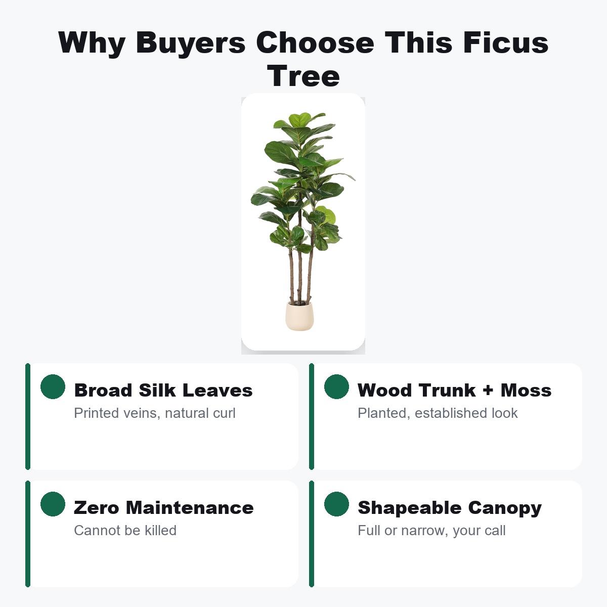 Árbol de Ficus Artificial de 1 - Fiddle Leaf Fig reseña y precio