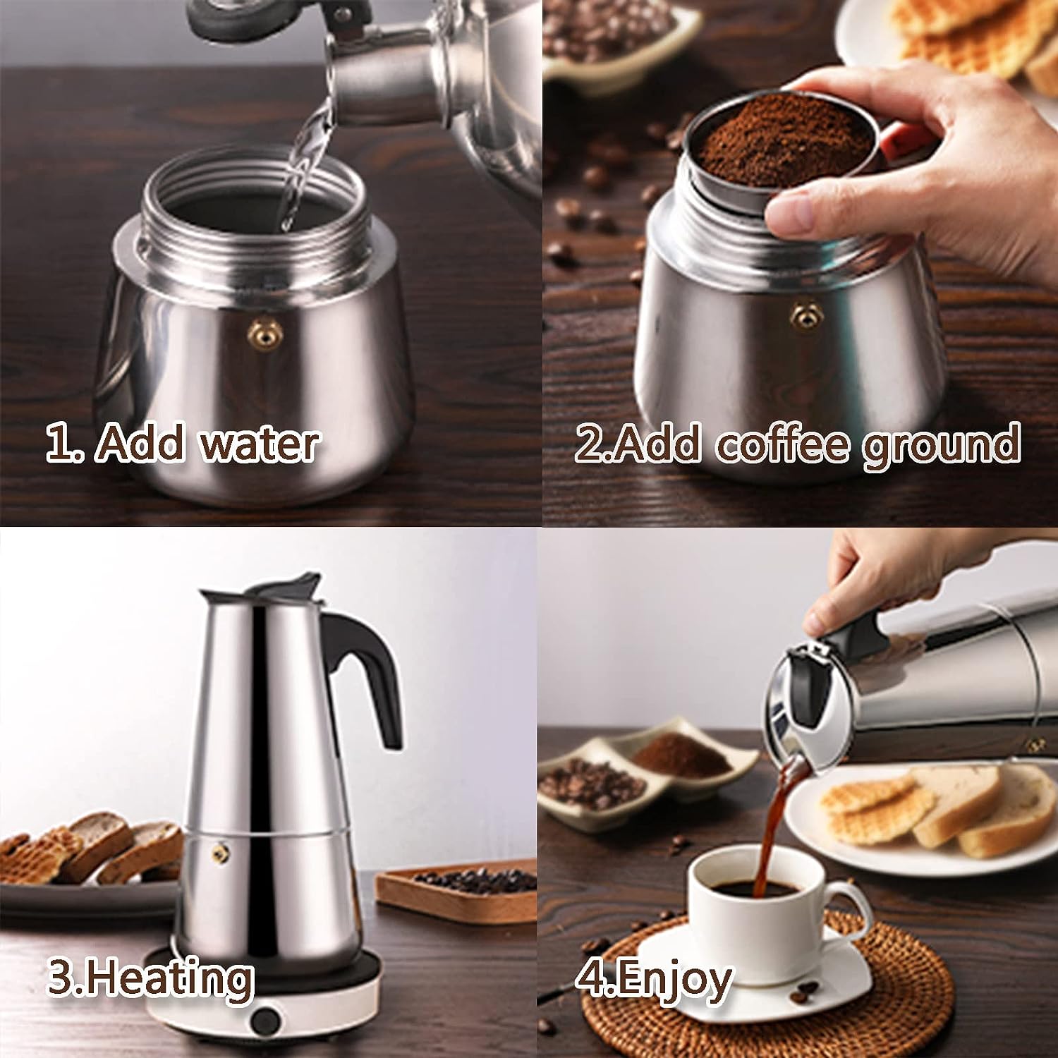 4/6/9 tazas Moka Pot Caffe Taz - Pothos reseña y precio